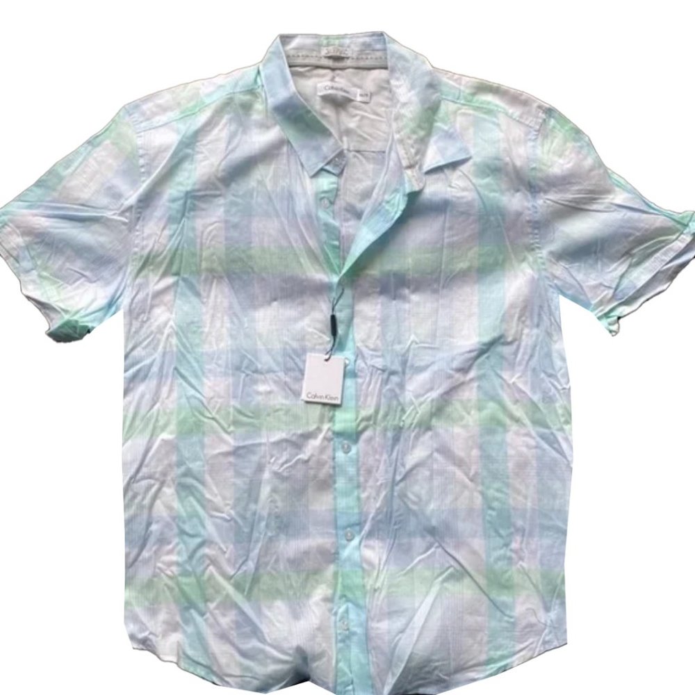 New Calvin Klein Button Up Shirt Plaid Men s size 2XL